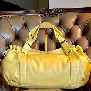 Gerard Darel 24 Hour Bag Satchel Purse Handbag Butter Yellow Lambskin Leather